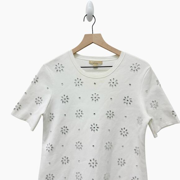 Michael Kors White Knit Crystal Mini Dress Women’s Size‎ Medium MSRP: $1150 - Picture 3 of 10